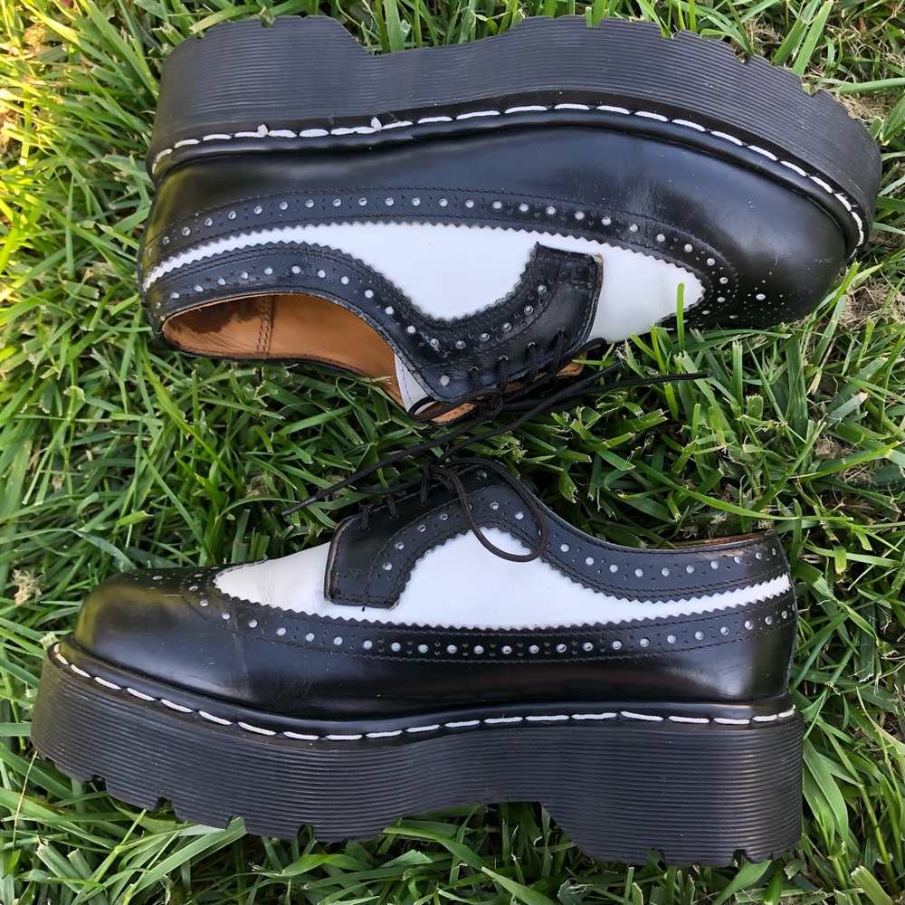 Rare Dr. Martens 3989 Tuxedo Wingtip Brogue Platform Oxfords - Picture 5 of 16